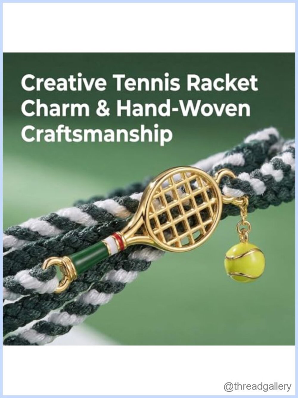 Handmade Braided Rope Tennis Racket Bracelet Adjustable Wax Rope Dainty Sports - Picture 3 of 6
